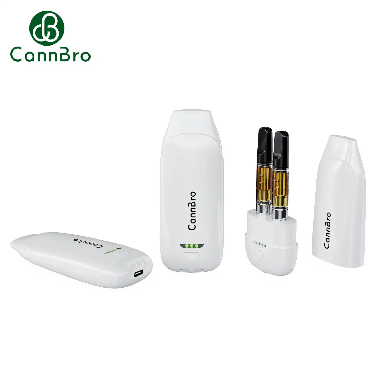 Cannbro Mayoreo cartuchos dobles sabores 510 hilos voltaje discreto ajustable Aceite grueso pila VAPE Pen Tipo C vacía