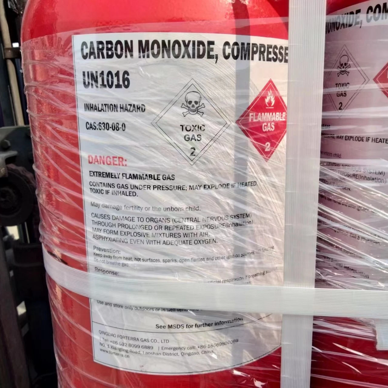 ISO9809-3 Standard Carbon Monoxide Gas Cylinder Co Steel Gas Cylinder with Valve Qf-2c