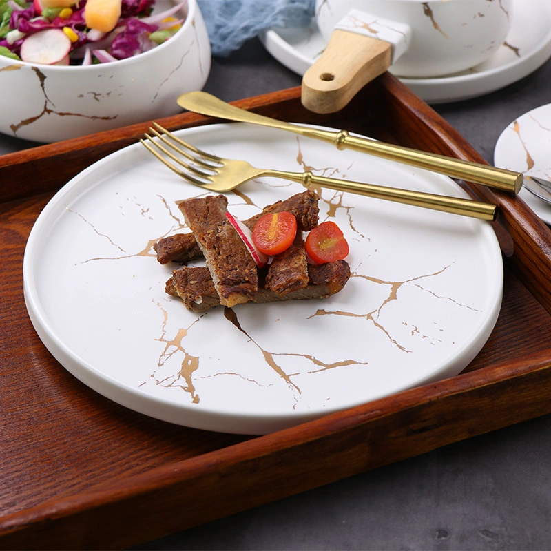 Discount Marble Dinnerset Marble Crockery Porcelain Dinner Plates for Hotels &Restaurants