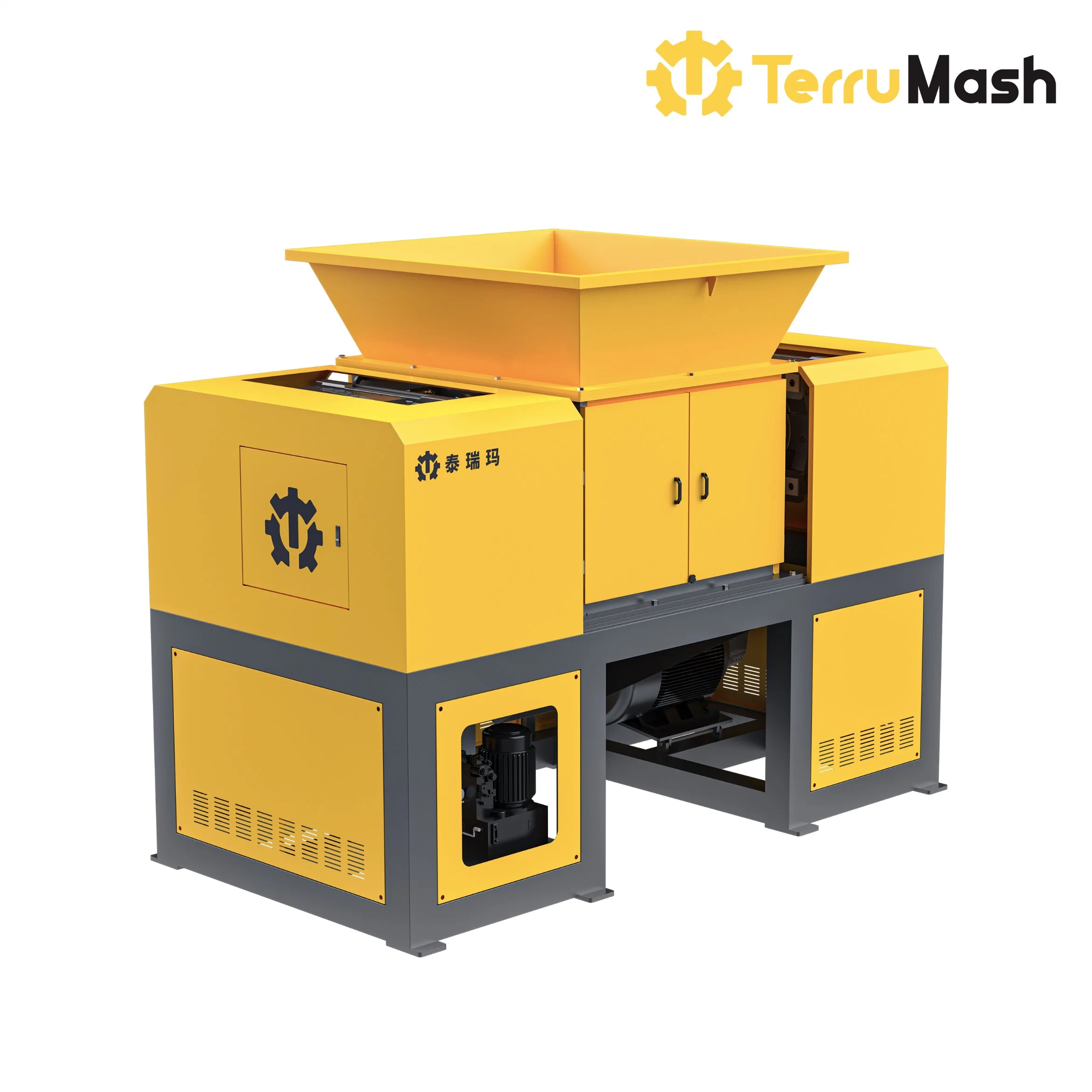 Twin Shaft Shredder Recycling Lump Foam Box Bottle Card Cardboard Car Tire Woven Bags Film Plastic Machine