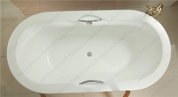 CE Double Seats Freestanding Oval Golden Free Standing Bathtub with Drain