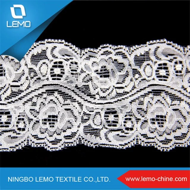 High quality/High cost performance  White Elastic Nylon Spandex Stretch Tricot Lace