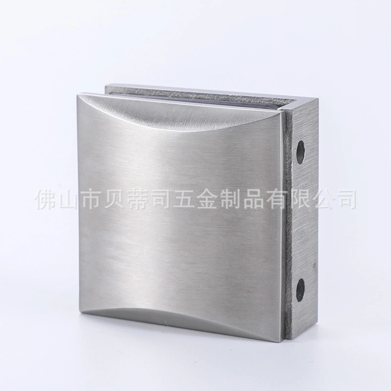 Brushed-Stainless Finish Square Clamp Bracket Retaining Clip Patch Fitting for Shower Enclosure