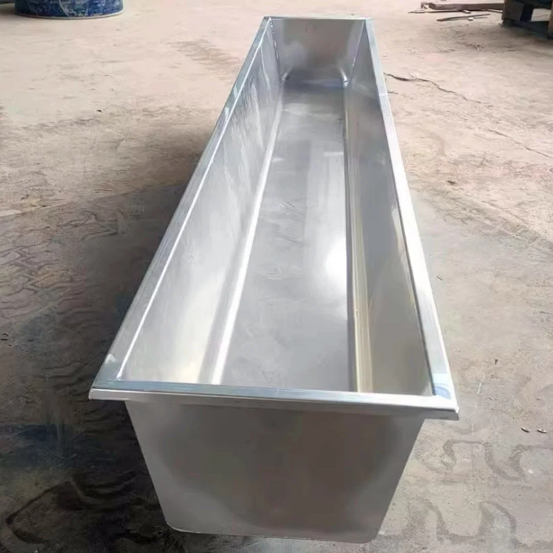 Calha de água/alimentador em aço inoxidável personalizada de 150 cm