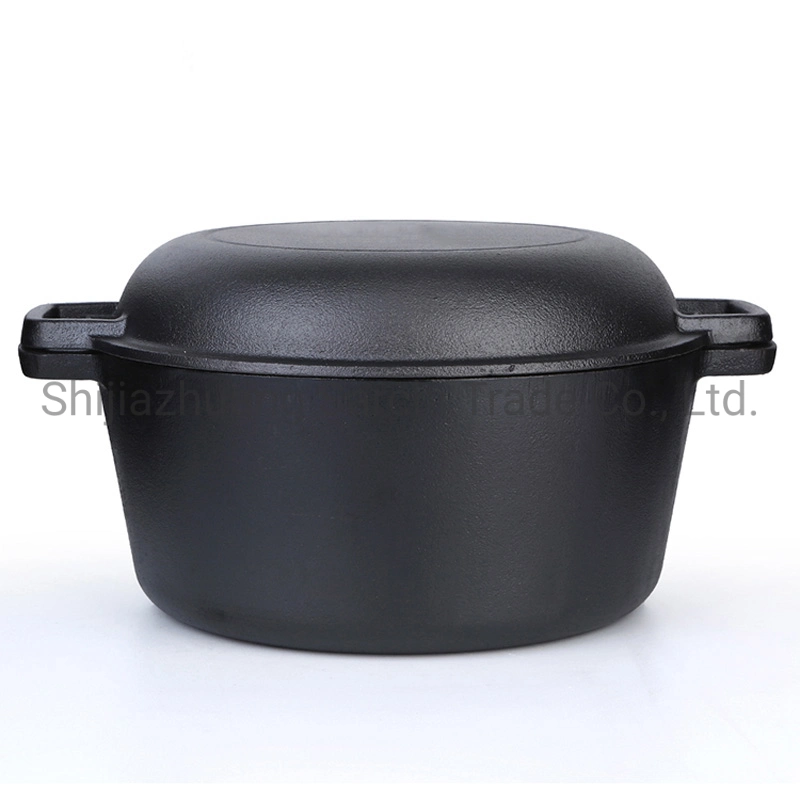 Pre-Seasoned Combo Cooker 2 in 1 Cast Iron Pre-Seasoned Double Dutch Oven