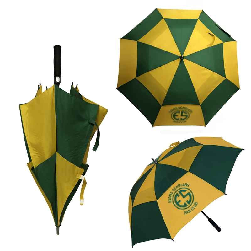 High/Premium Quality Luxury Fiberglass Vented Weatherproof Windproof Golf Umbrella for Men/Adult with Custom Logo