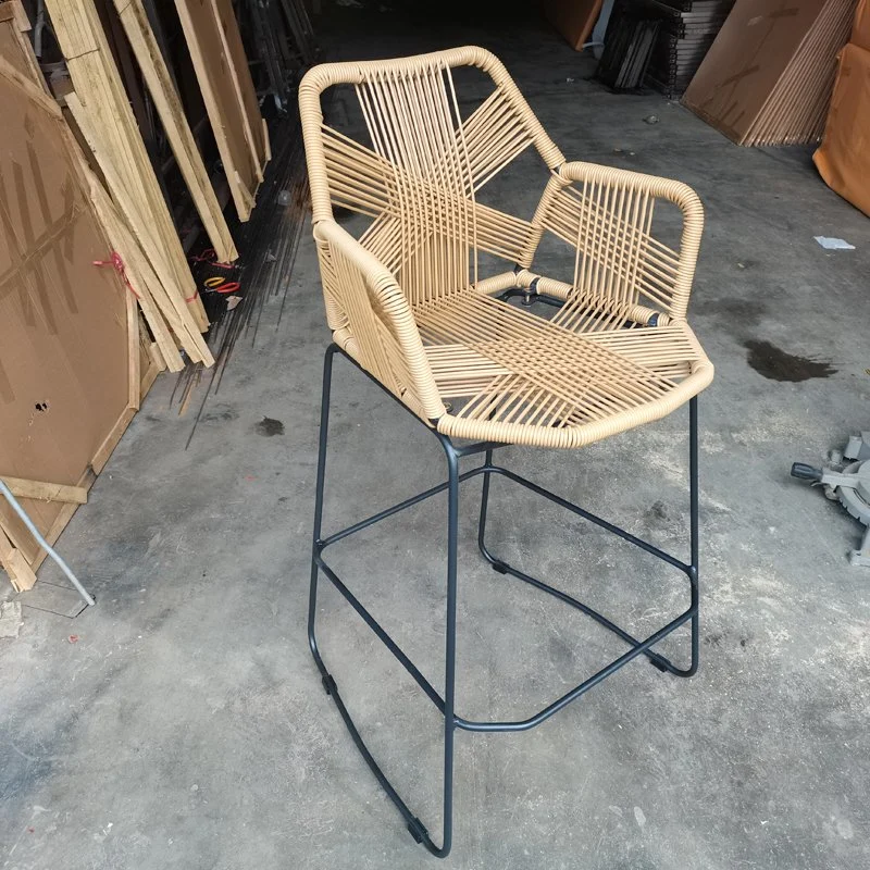 High quality/High cost performance  Rattan Chair High Outdoor Bar Rattan Woven Bar Stool Front Desk Chair Rattan Art High Chair Casual Balcony Furniture