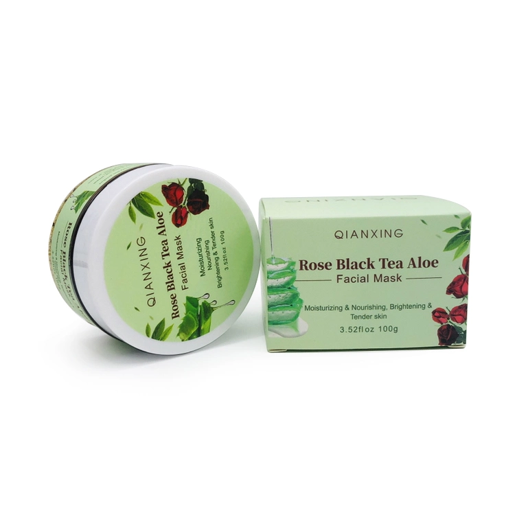 Mascarilla facial de cuidado de piel rosa de té negro natural Aloe hidratante Mascarilla de jalea nutritiva piel oferta