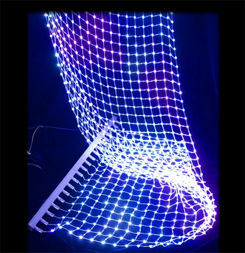 Flexible LED Grid Mesh Pixel Lights Outdoor Screen Advertisi Transparent Glass Soft Display Screen RGB Full Colors Spi Ttl DMX512 P50 P100 for Video Advertising