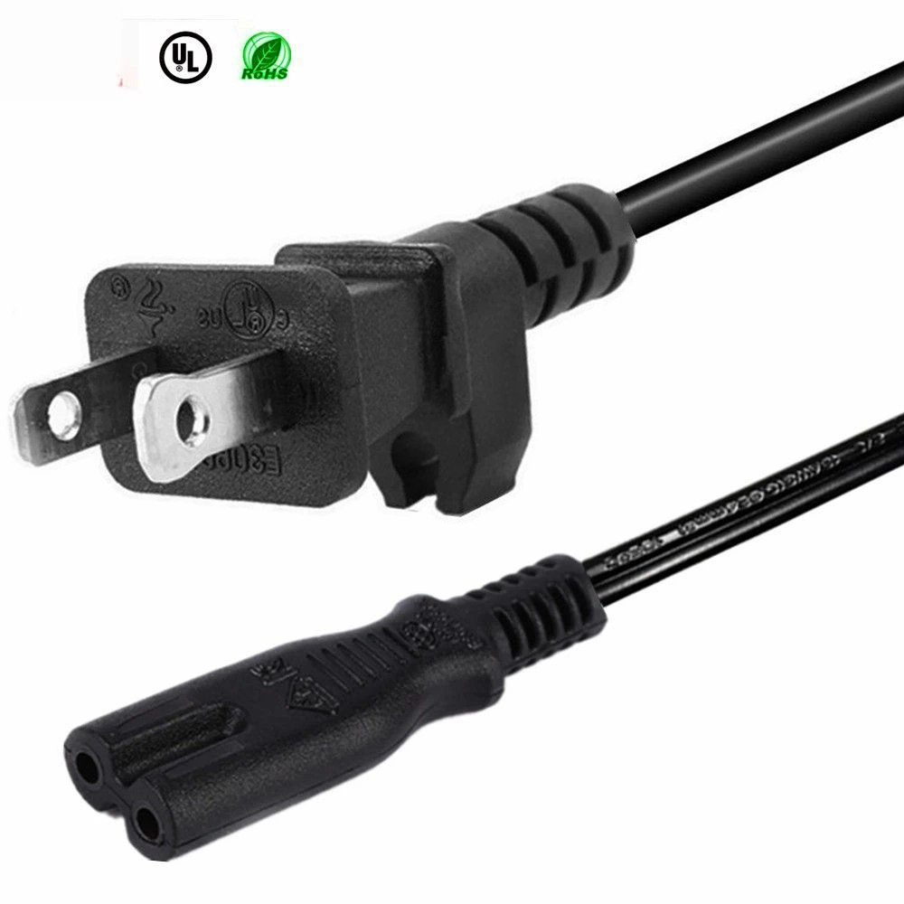 NEMA 1-15p Ersatz-Elektrodraht Schwarzes Kabel 3m 2m 1m Netzkabel mit Karabiner