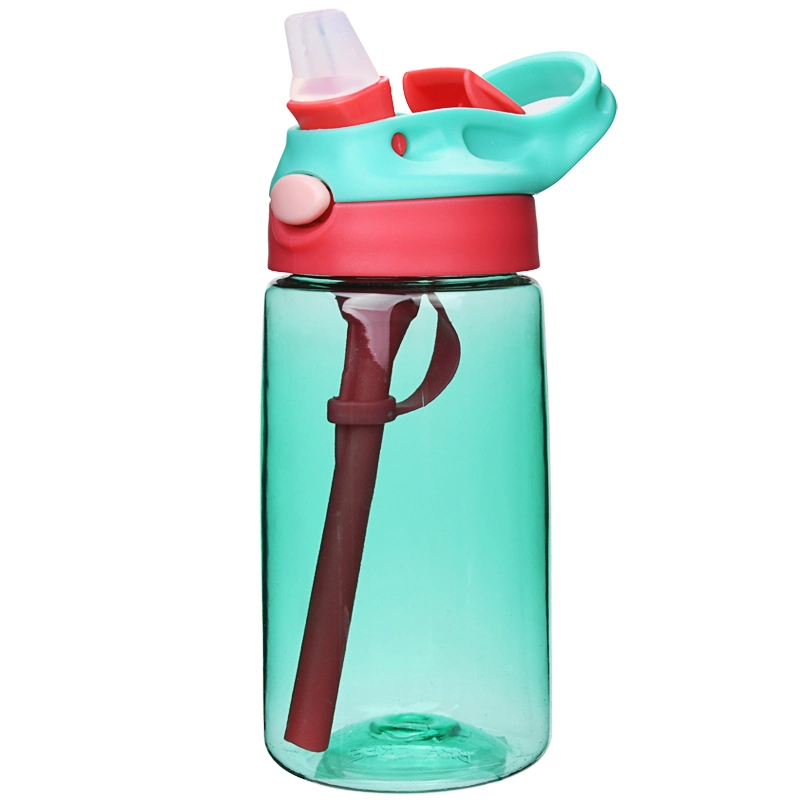 Benutzerdefinierte Logo niedlichen Druck BPA kostenlose Wasserflasche mit Stroh Für Kinder