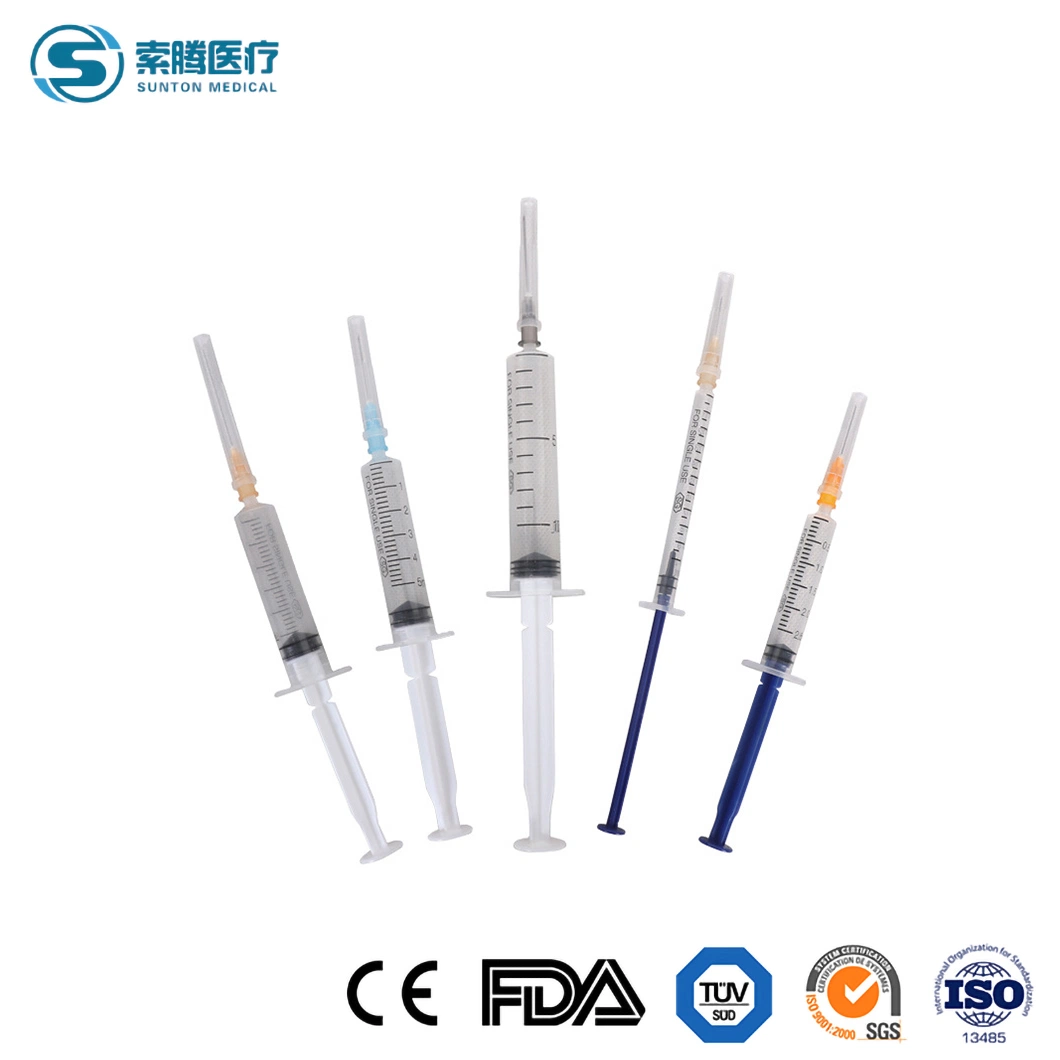 Sunton Rectal Syringe China Injection Syringe Supply Disposable Medical Syringes 2ml/3ml/5ml/10ml/20ml Plastic Syringe/Smart Syringe/Medical Syringe with Needle