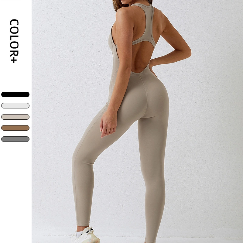 Clt8065 Cross-Border European and American Tight-Fitting One-Piece Air Beauty Back Yoga Suit for Women High Elastic One-Piece Yoga Suit for Women