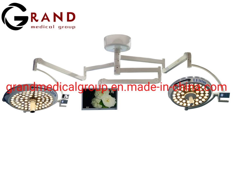 Twin Arms Ceiling Ot Lamp Hospital Equipment Surgery Lamp Ceiling LED Operating Room Lighting Shadowless Operating Light with HD Camera System
