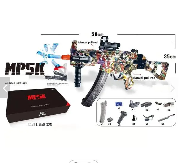 2024 Vente à chaud MP5K Sniper fusil Pellet plastique Airsoof canons Pistolet à jouets pour boule de gel à motif de gel pour adulte Water Gell