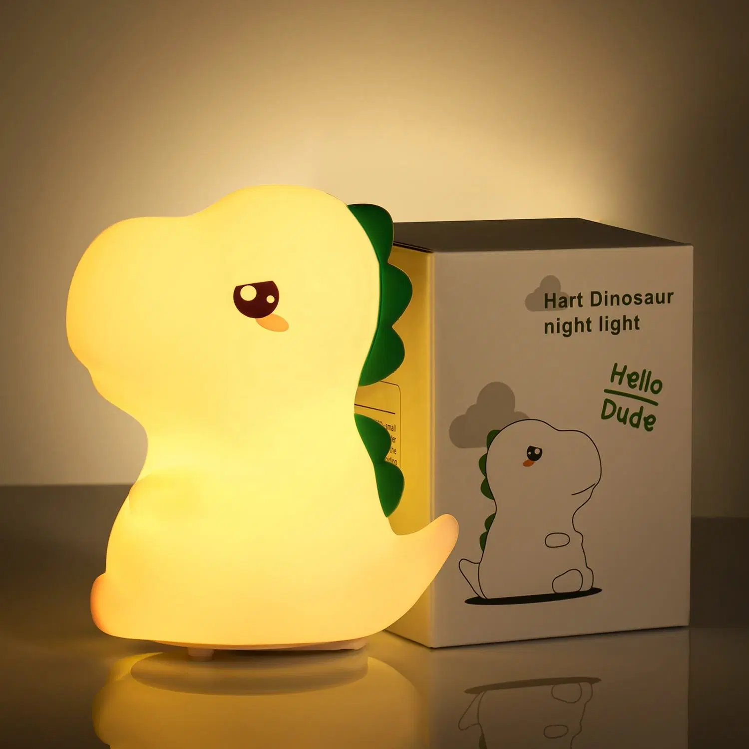 USB Rechargeable Battery Silicone Dinosaur Room Decor for Boys Night Light Lamp