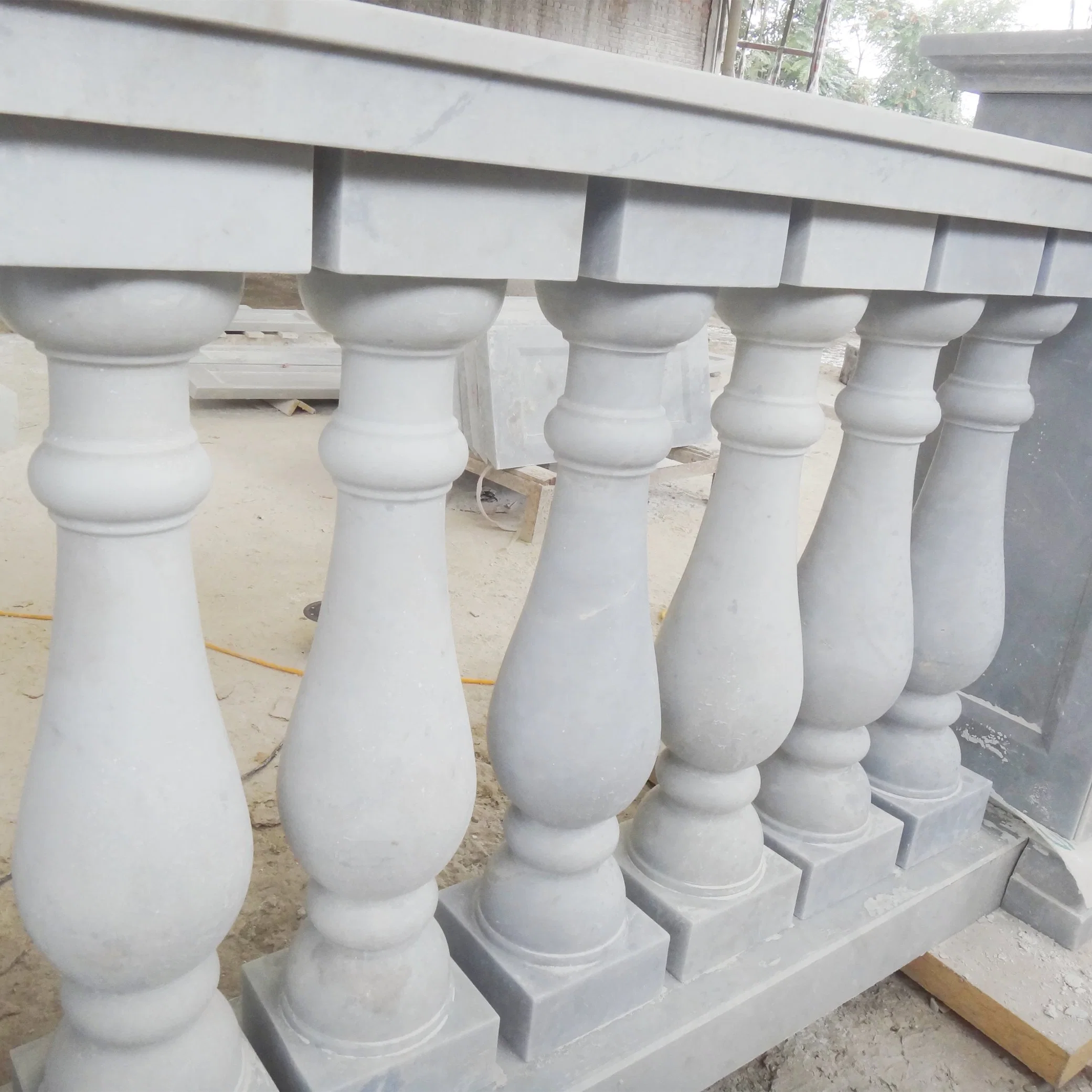 White Marble Curved Handrail Balustrade System Honed