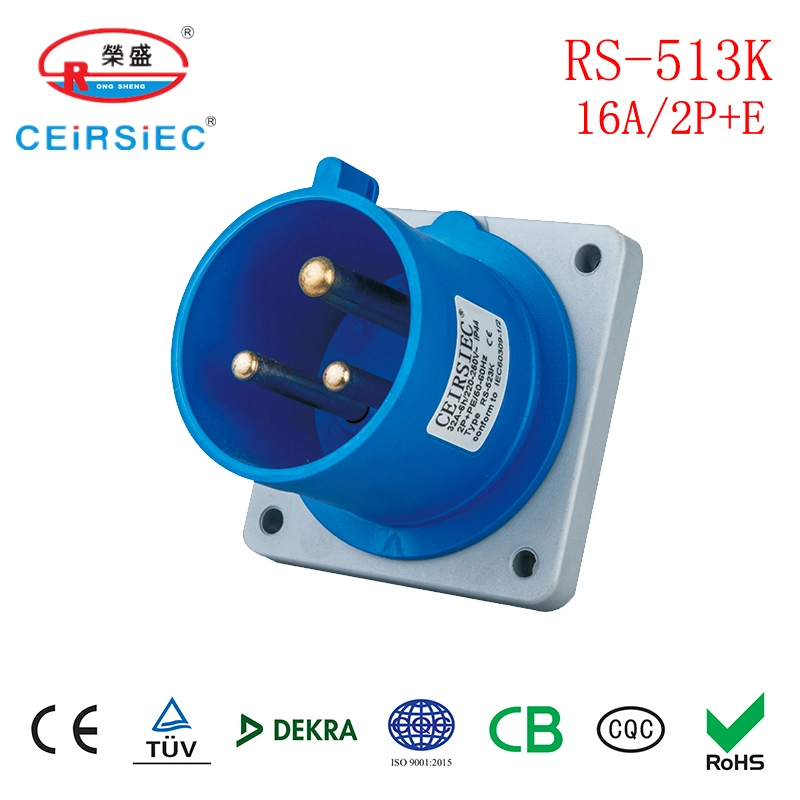 16A 3 Pin Industrial Socket for Light Stage 220V in-Let Socket with Blue Color Panel Male Socket