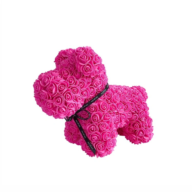 Rosa de peluche rosa flor artificial PERRO PERRO decoración navideña para la casa madre de San Valentín regalos .