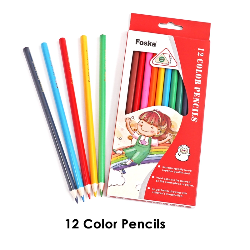 Foska 7.0 Inch 12 Color Wooden Triangle Color Pencil