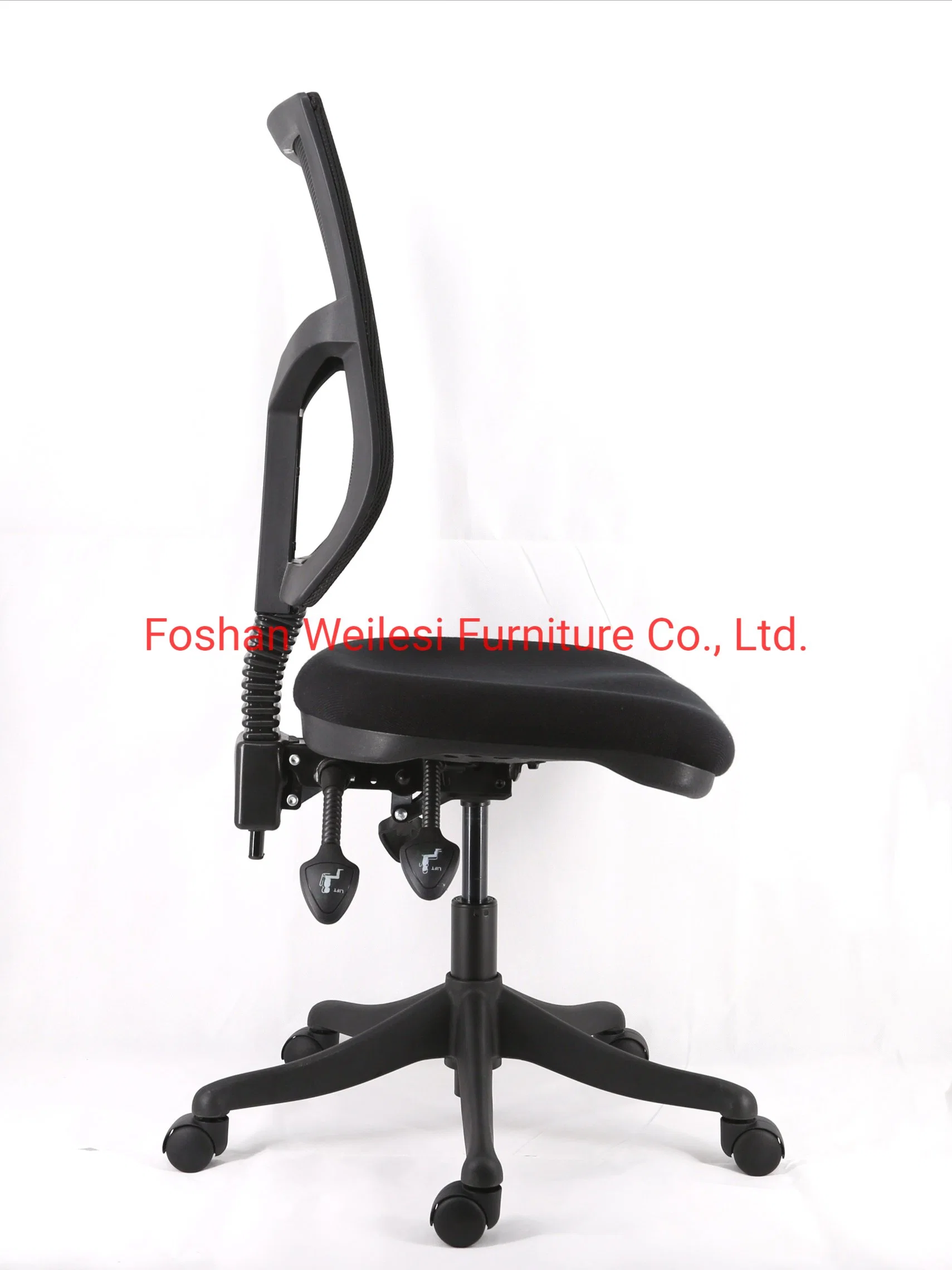 3 Lever Light Duty Mechanism Nylon Base and PU Castor Without Arms and Low Back Mesh Ofiice Chair