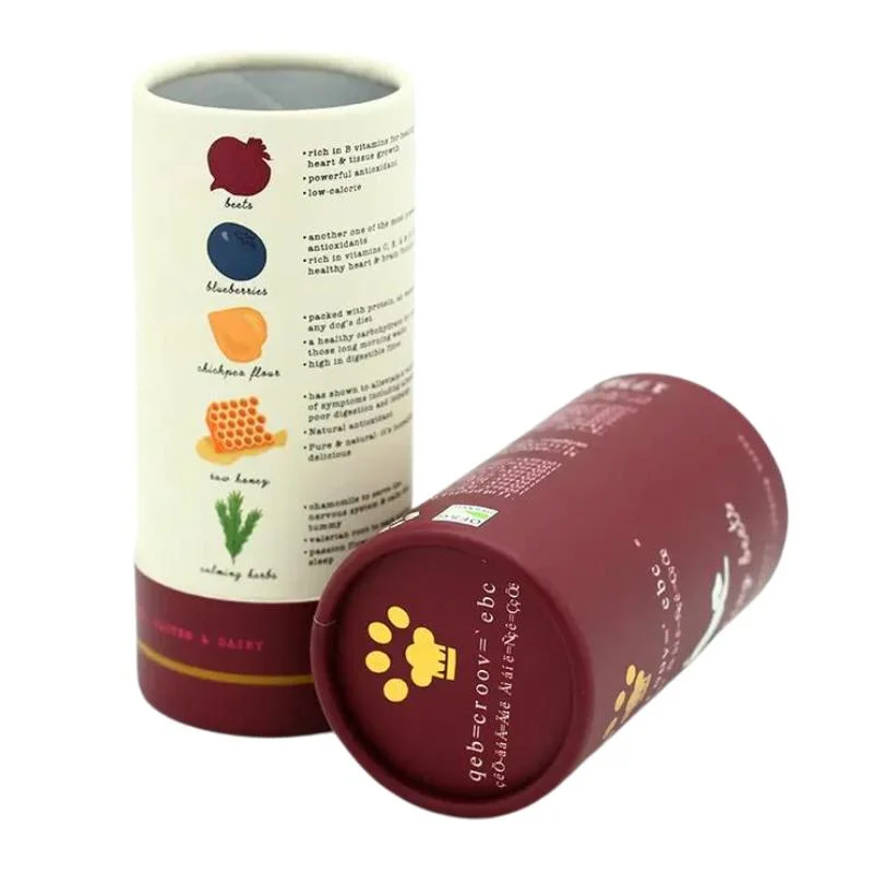 Food Grade Paper Tube Packaging Biodegradable Pet Food Packaging