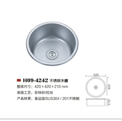 China Wholesale/Supplier Kitchen Sink Single Bowl SUS 201/304 Stainless Steel or Nano Material Handmade Drop-in Undermount Under Mount Kitchen Sink Basin Price