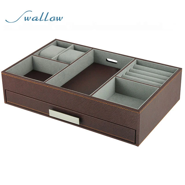 Decorebay Brown PU Leather Valet Storage Tray/Charging Station Organizer - $14.5 Swallow