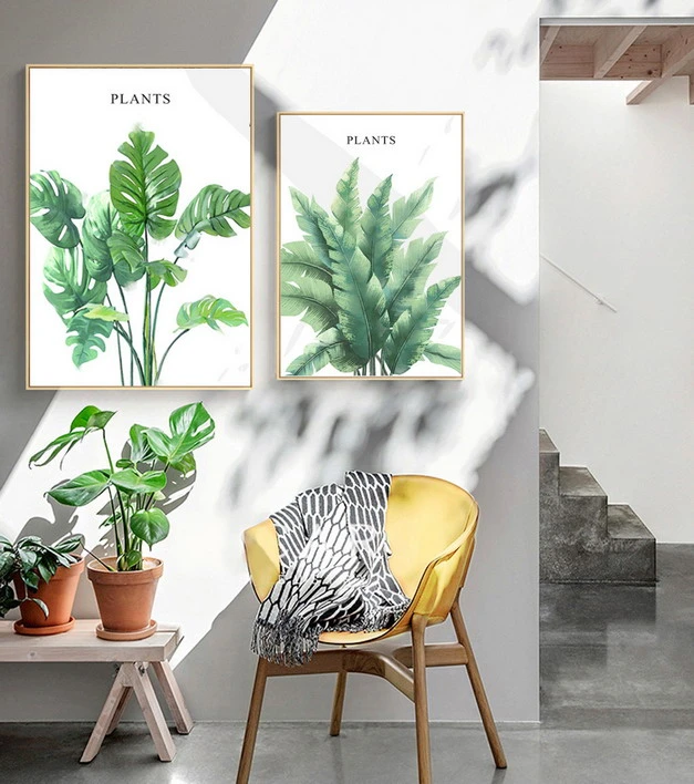 Abstract Golden Plant Leaves Picture Wall Poster Modern Style Canvas Print Painting Art Aisle Living Room Unique Decoration