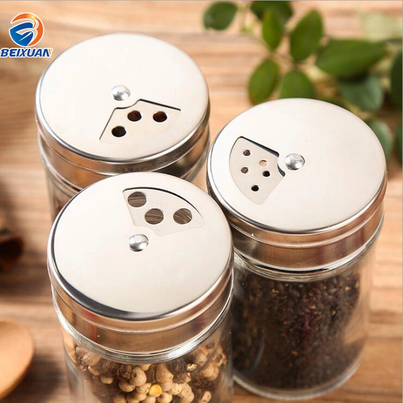 80ml populares Design Personalizado Rodada Mini-Vidro Pimenta Sal Condimento Dispensador Definir Spice Garrafa com tampa do sacudidor