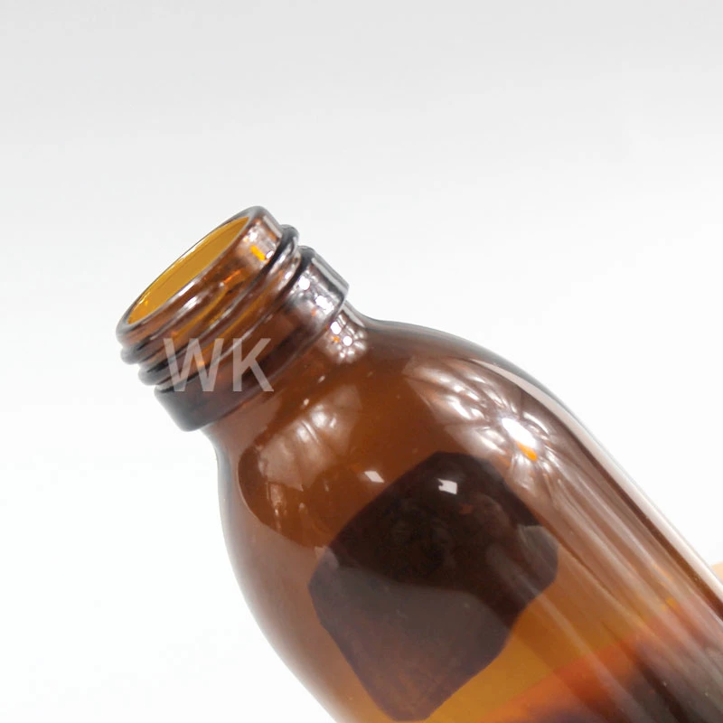 Empty Amber Glass Syrup Cough Medicine Bottle with Screw Cap