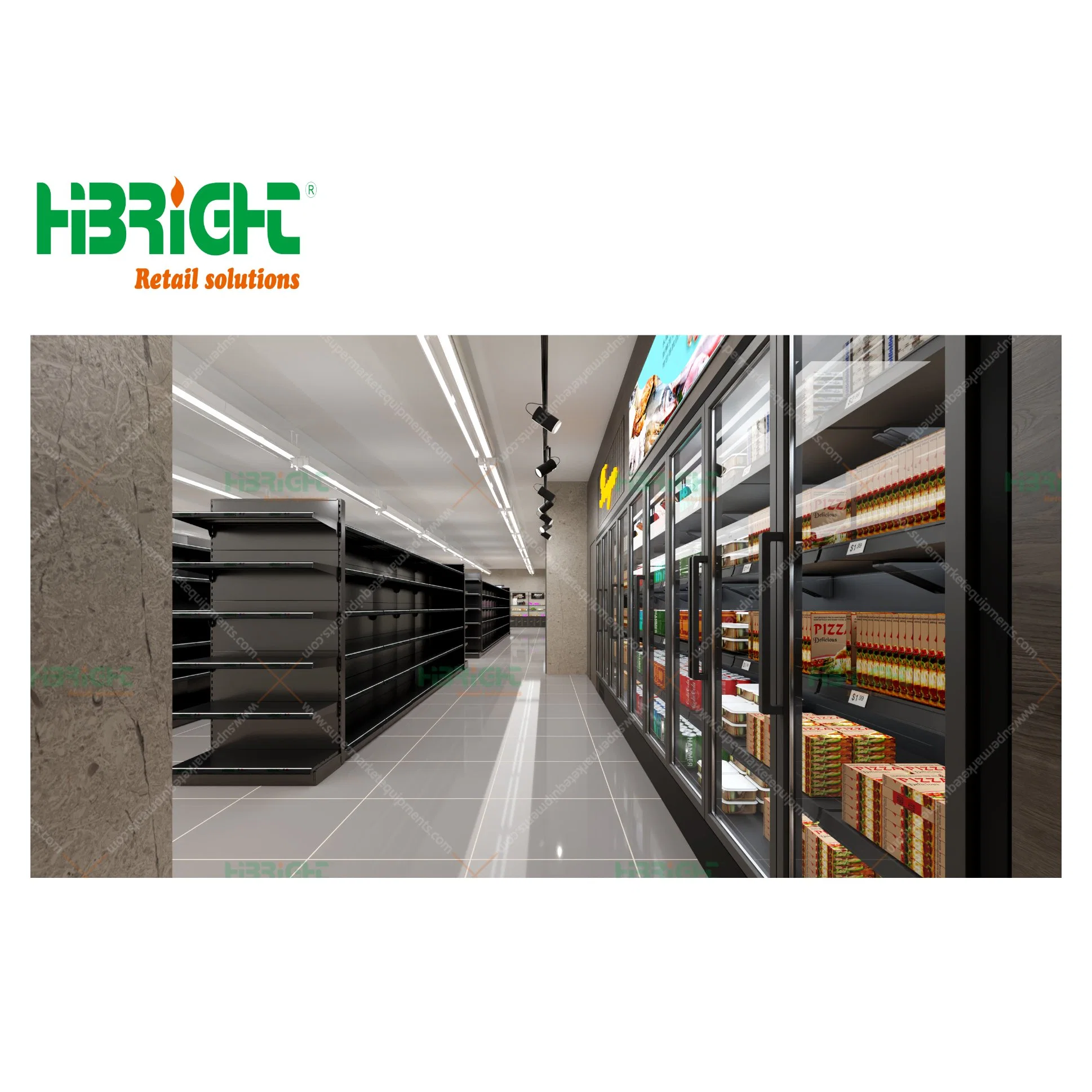 Highbright Display Chiller Racks Custom Logo Size Supermarket Equipment Layout Design