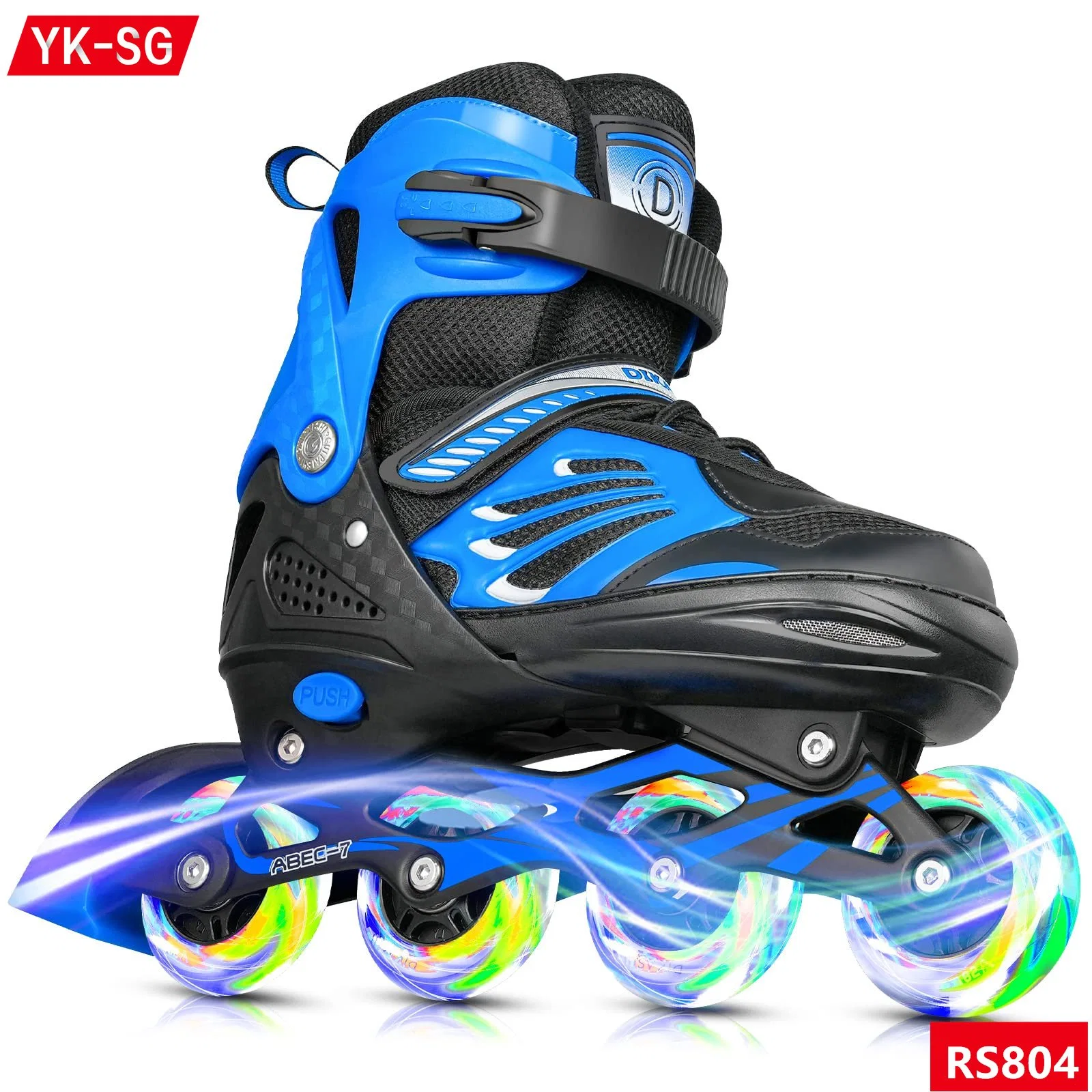 Children's Roller Skates Speed Thickened Aluminum Alloy Bracket Roller Skates with Adjustable Eight-Wheel Full Flash