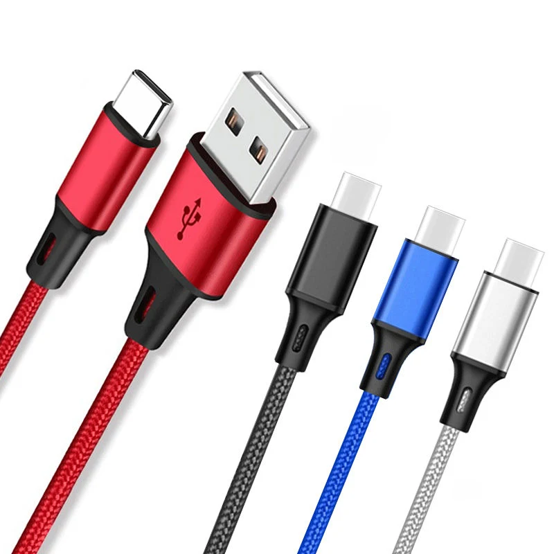 3A cable de carga rápida tipo C 3ft 6ft trenzado de nylon Accesorios para teléfonos móviles