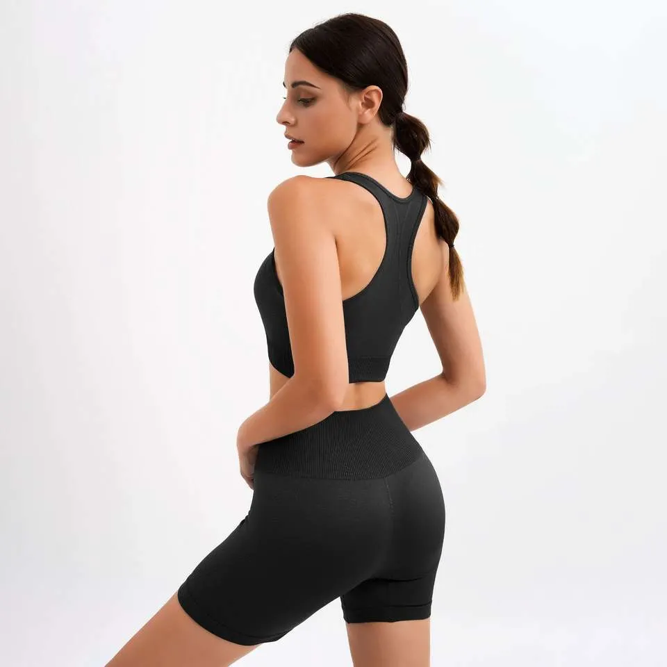 Leggings de treino para senhoras sutiã de desporto sem costuras HIPS Yoga Set Fitness Leggings colete para fitness e ioga