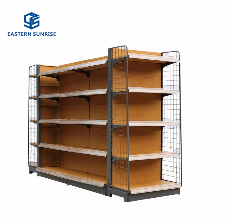 Wooden Color Supermarket Shelf, Heavy Duty Display Rack for Shop/Grocery Store