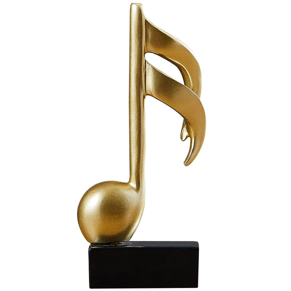 Home Decoration Accessories Modern Figurine Art Statuette Desk Ornaments Golden Musical Note Handicraft