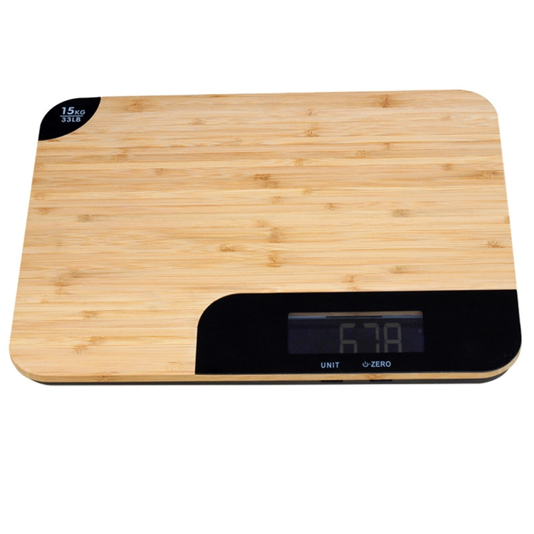 15kg/1g Large Bamboo Platform Electronic Kitchen Scale