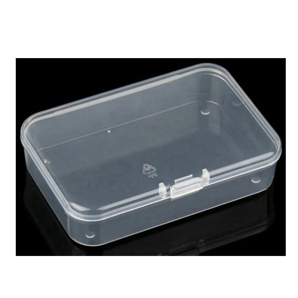 Small Plastic Storage Box with Hinged Lid PP Translucent Case for Packing