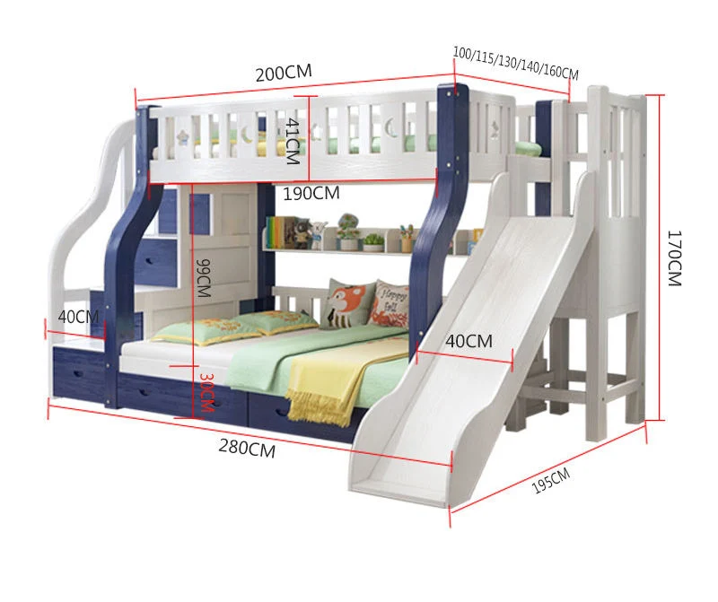 أثاث غرفة النوم أسرة بطابقين مع سرير تخزين بطابقين للأطفال