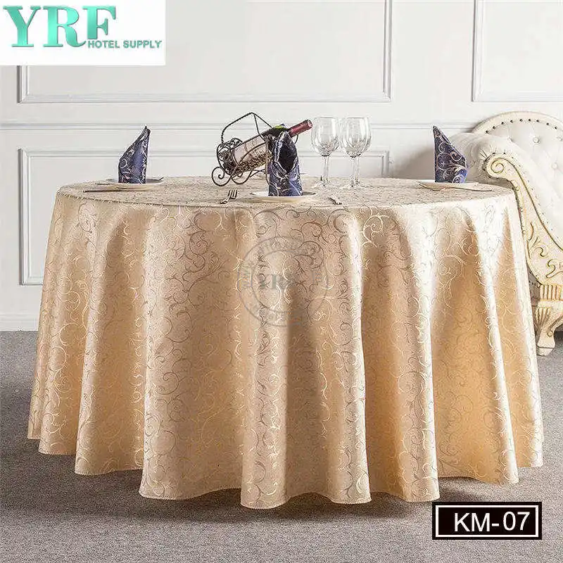 Le luxe de gros de nappes Jacquard 132 Round Champagne pour mariage