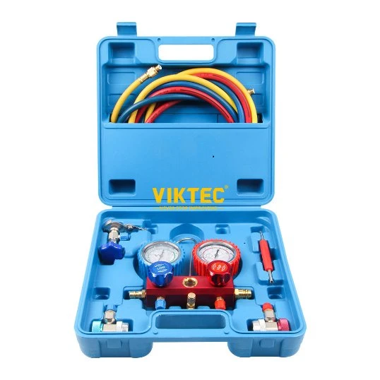 Viktec Conjunto de Manômetro de Coletor Kit de Ferramentas de Diagnóstico A/C R22 R134A R410A Latão de Refrigeração Ferramenta Automotiva.