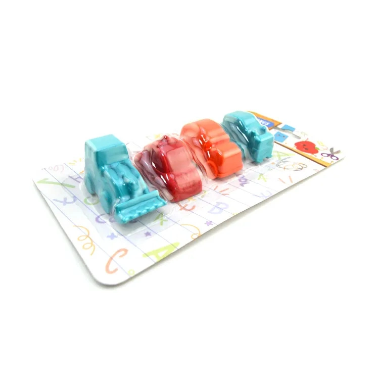 Flexcils 3D Mini Car Shape Crayon Shape 4 Colors Blister Card Combination Crayons 3D for Children