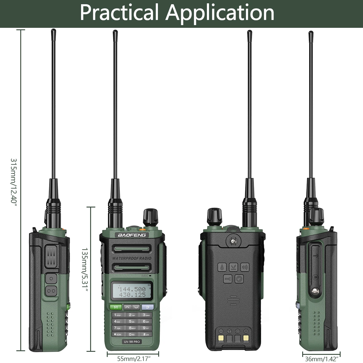 Baofeng original PRO-9r UV de alta potencia certificada de la FCC Walkie Talkie de bolsillo