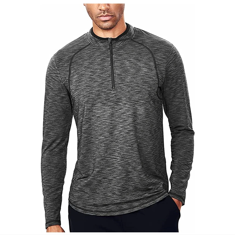 Mens Zip Pullover T-Shirt Men's Quarter Zip Tops Men's T-Shirt