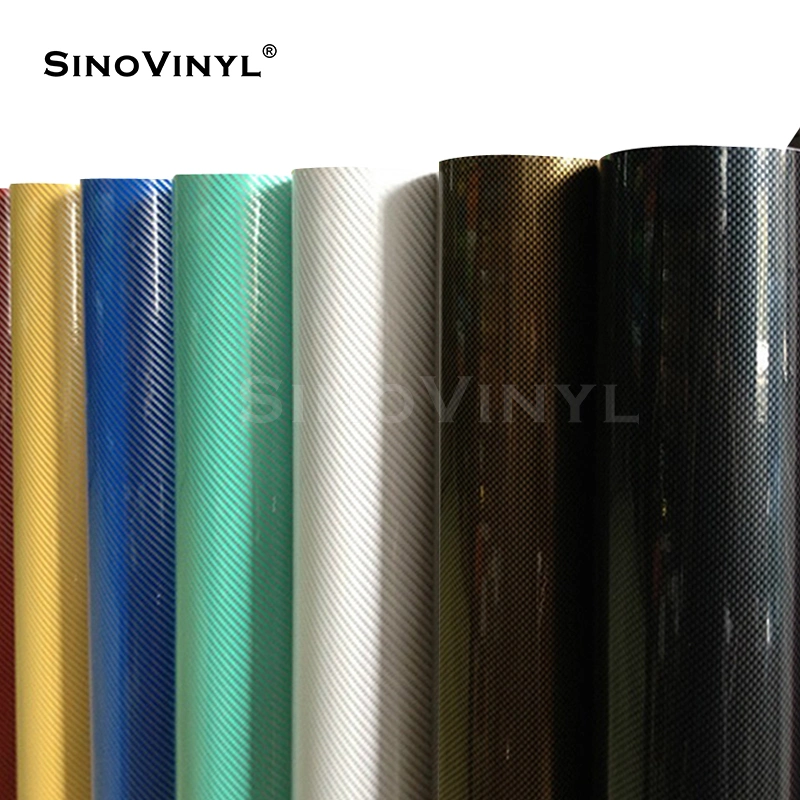 SINOVINYL 1-3 سنوات عينة مجانية 2D ألياف الكربون الذهب الأسود إير فقاعة السيارات الحرة