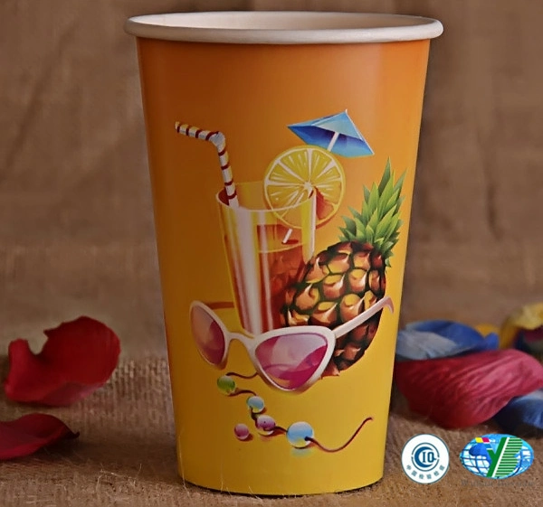 Customized Logo Printed Double PE Coated Disposable Paper Cup for Cold Beverage