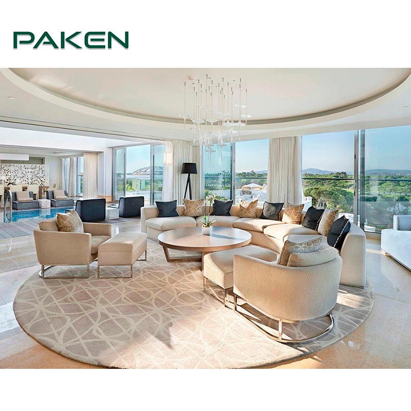 Modern Design Villa Hospitality Public Space Sectional Velvet Fabric Sofa Sets 5 Star Luxury Hotel Lobby Furniture