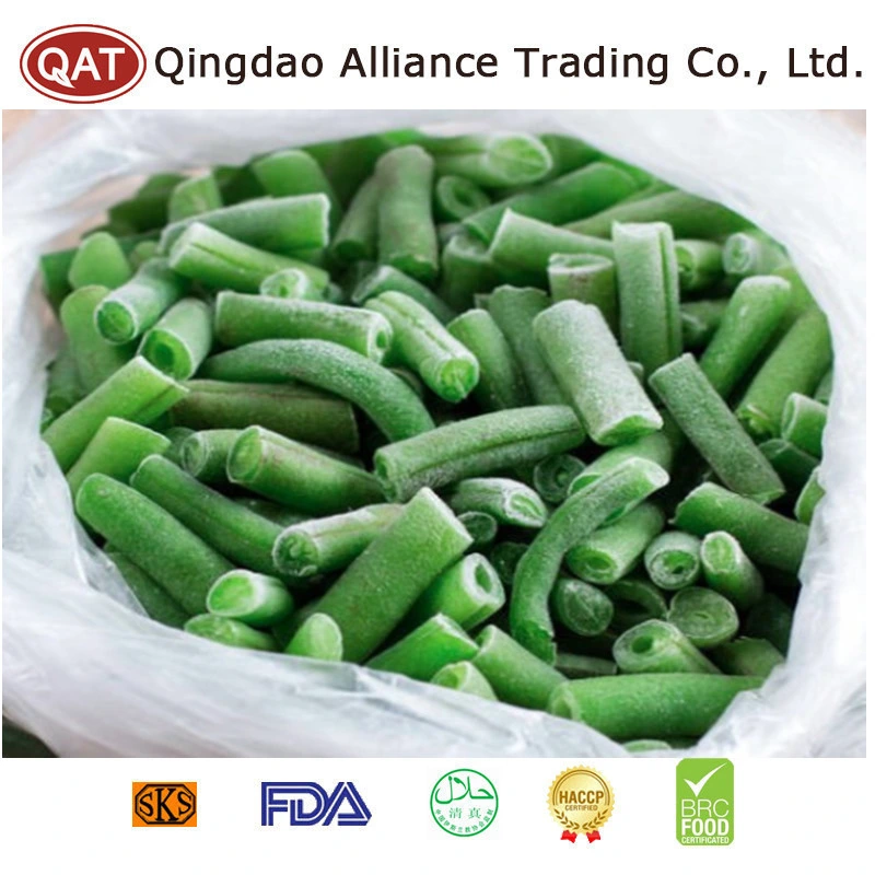 La Chine nouvelle récolte de haricots verts de légumes surgelés IQF Certificat de haricots verts coupés avec Paquet en vrac au détail