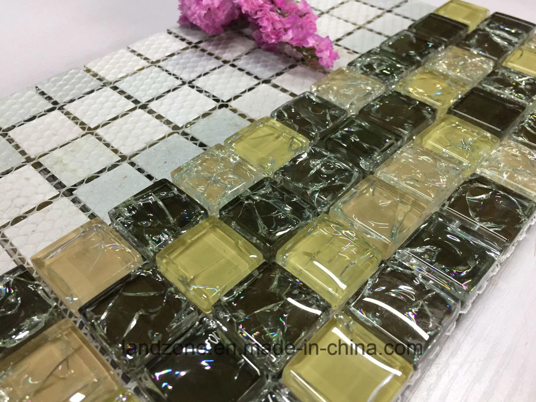 Icekrace America Pattern Square Glass Mosaic Tile